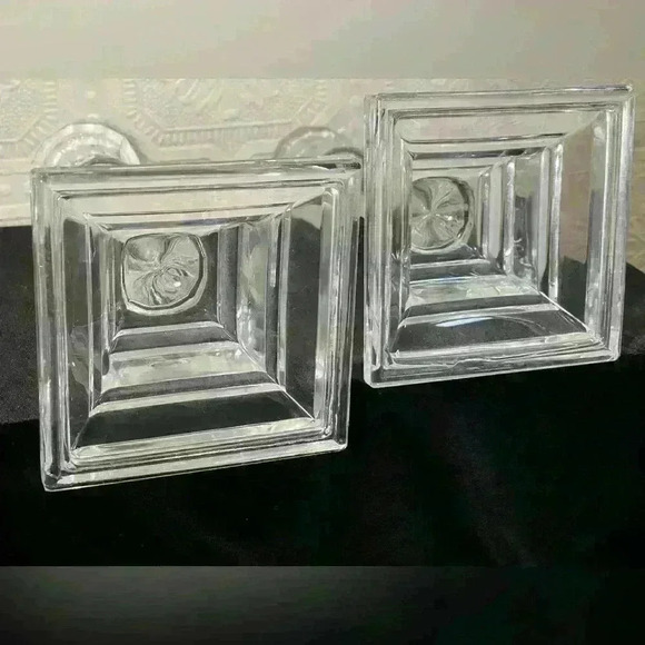 Crystal Candle Sticks Holders Square Base 8" Tall 24% Lead Crystal USA - Picture 8 of 12